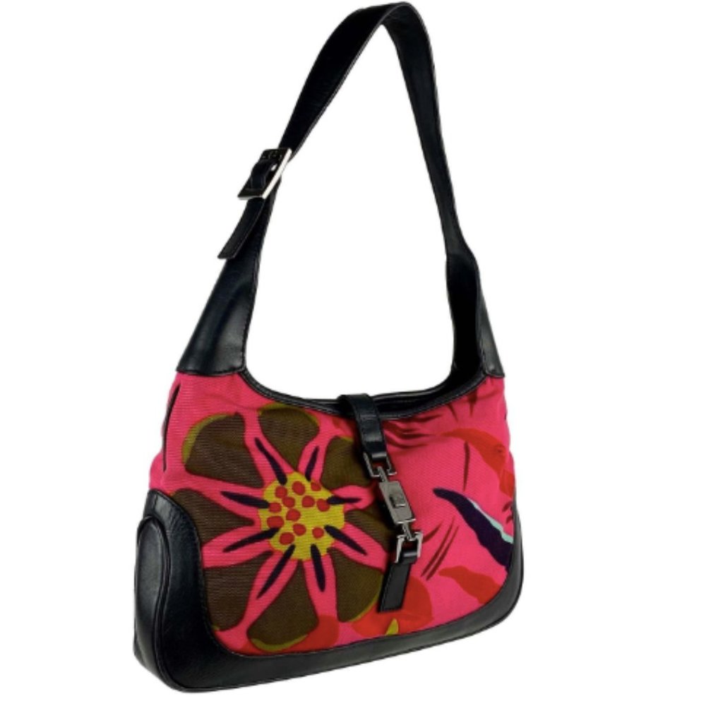 S/S 1999 Gucci by Tom Ford Flower Print Nylon Medium Jackie Bag Pink Flora